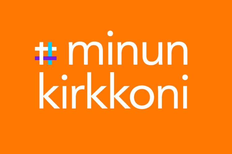 Minun kirkkoni teksti oranssilla pohjalla