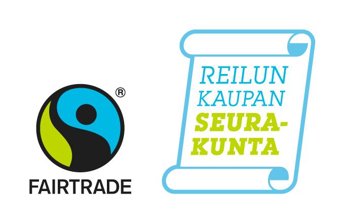 Fairtrade- ja reilun kaupan seurakunta -logot