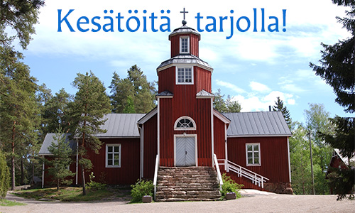 Kirkkonummen Haapajärven puukirkko ja teksti